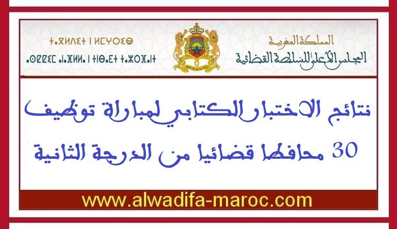 نتائج الاختبار الكتابي لمباراة توظيف 30 محافطا قضائيا من الدرجة الثانية 1 نتائج الاختبار الكتابي لمباراة توظيف 30 محافطا قضائيا من الدرجة الثانية