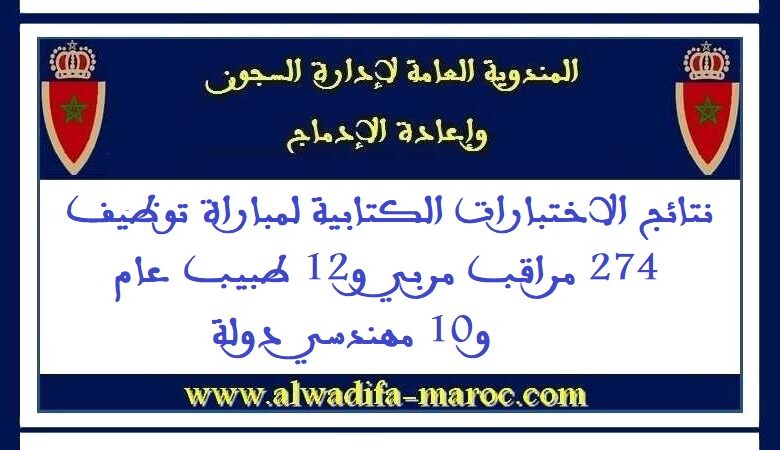 نتائج الاختبارات الكتابية لمباراة توظيف 274 مراقب مربي و12 طبيب عام و10 مهندسي دولة 1 نتائج الاختبارات الكتابية لمباراة توظيف 274 مراقب مربي و12 طبيب عام و10 مهندسي دولة