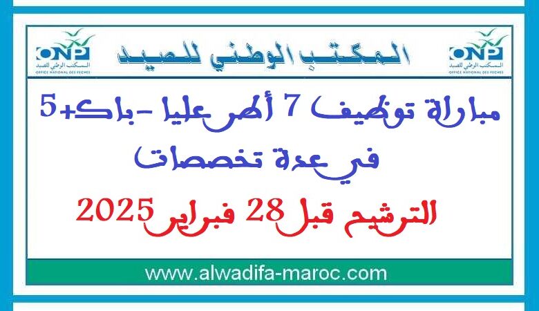 مباراة توظيف 7 أطر عليا -باك+5 في عدة تخصصات. الترشيح قبل 28 فبراير 2025 1 مباراة توظيف 7 أطر عليا -باك+5 في عدة تخصصات. الترشيح قبل 28 فبراير 2025