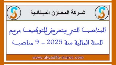 شركة المخازن المينائية: المناصب التي ستعرض للتوظيف برسم السنة المالية سنة 2025