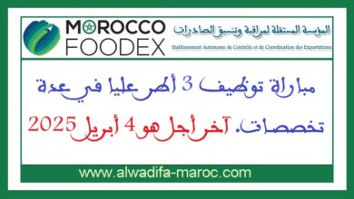 مباراة توظيف 3 أطر عليا في عدة تخصصات. آخر أجل هو 4 أبريل 2025