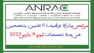 مرشحي مباراة توظيف 6 تقنيين متخصصين في عدة تخصصات ليوم 9 مارس 2025