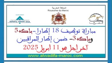 مباراة توظيف 18 إطارا -باك+5 وباك+3- ضمن إطار المراقبين. آخر أجل هو 11 أبريل 2025