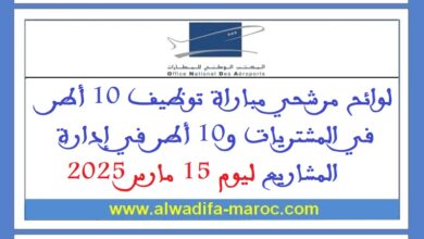 مرشحي مباراة توظيف 10 أطر في المشتريات و10 أطر في إدارة المشاريع ليوم 15 مارس 2025