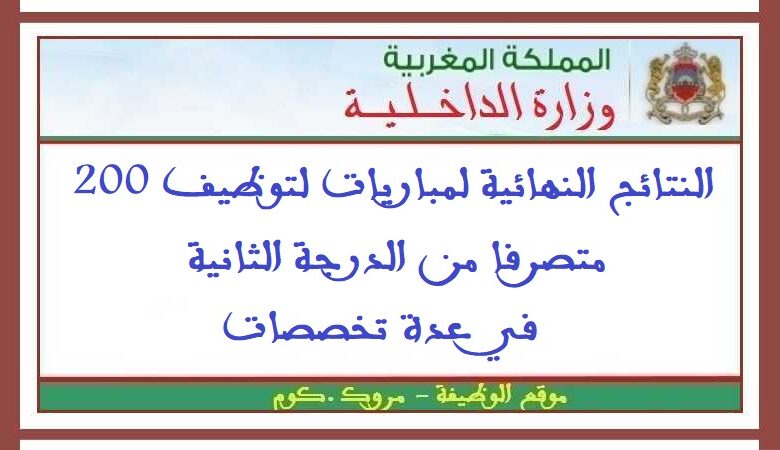 النتائج النهائية لمباريات لتوظيف 200 متصرفا من الدرجة الثانية في عدة تخصصات 1 النتائج النهائية لمباريات لتوظيف 200 متصرفا من الدرجة الثانية في عدة تخصصات