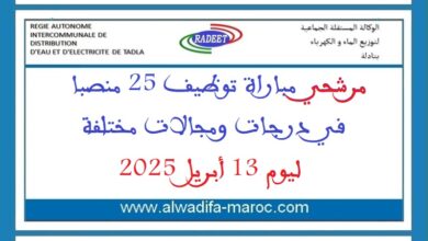 مرشحي مباراة توظيف 25 منصبا في درجات ومجالات مختلفة ليوم 13 أبريل 2025
