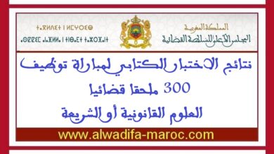 نتائج الاختبار الكتابي لمباراة توظيف 300 ملحقا قضائيا -العلوم القانونية أو الشريعة