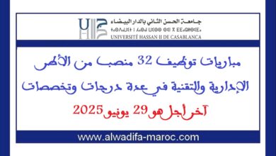 مباريات توظيف 32 منصب من الأطر الإدارية والتقنية في عدة درجات وتخصصات، آخر أجل هو 29 يونيو 2025